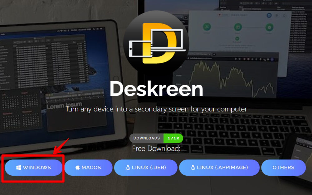 Deskreenの公式サイト　Windows用のセットアップファイルをインストール