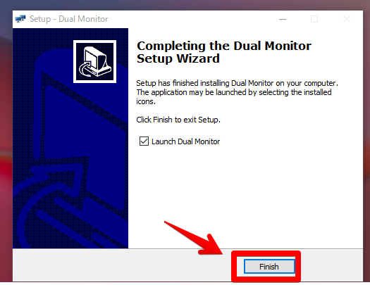 Completing the Dual Monitor Setup Wizard