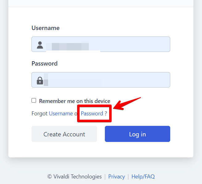 Vivaldiアカウントのパスワードを変更する手順画像1