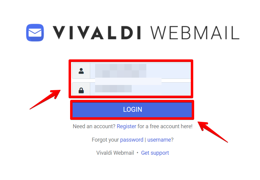 Vivaldiウェブメールにログイン