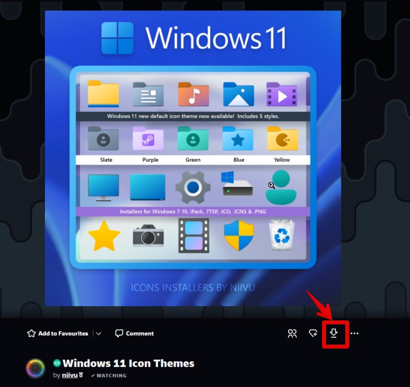 Windows 11 Icon Theme　ダウンロードボタンをクリック