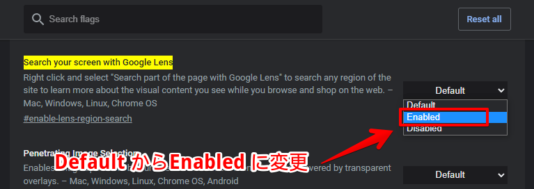 2021年8月以前のGoogleレンズ有効化手順画像2