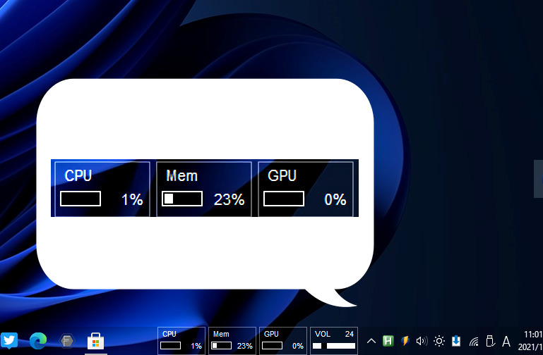 【TaskbarGadgetLT】タスクバーにウィジェットを表示するソフト