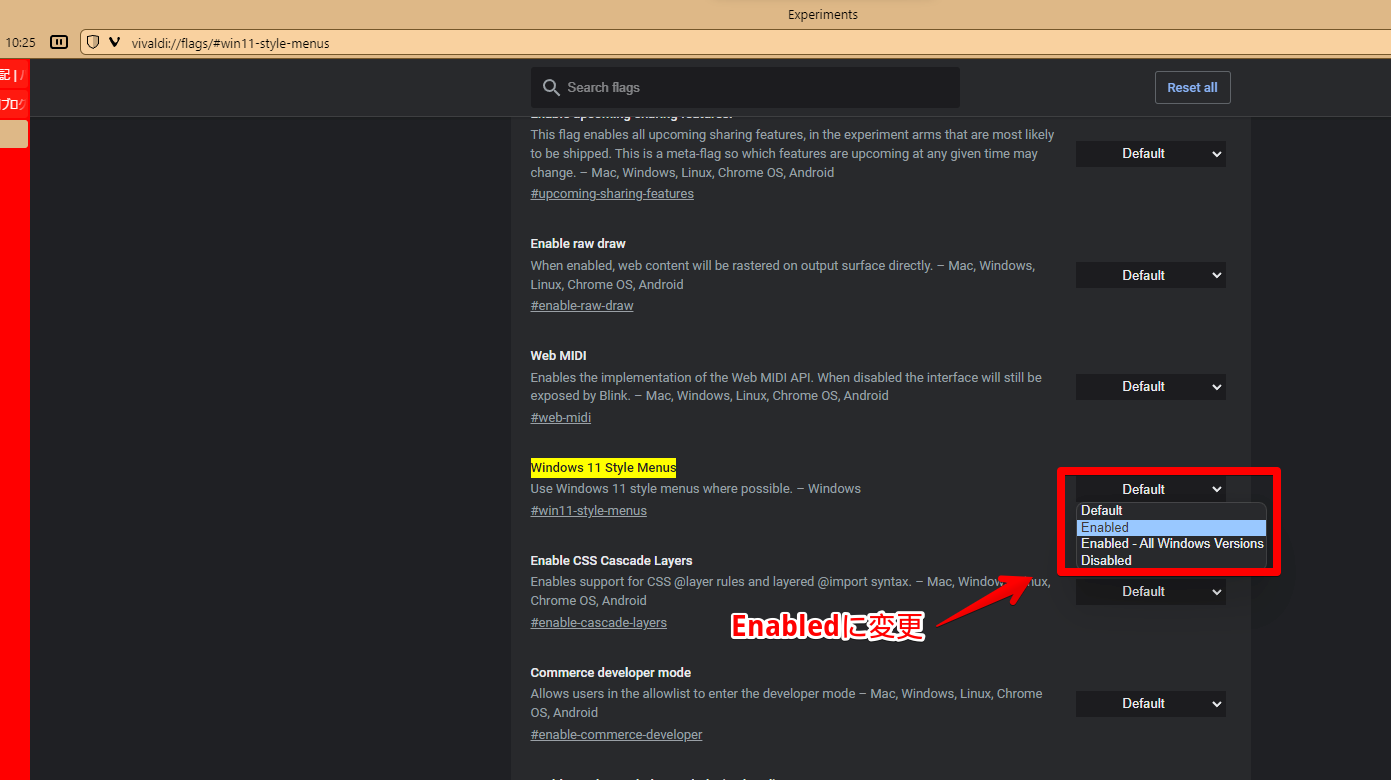 vivaldi://flags/#win11-style-menus