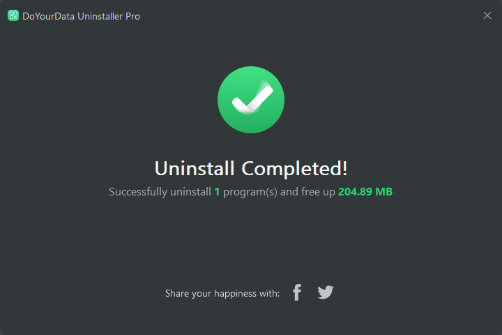 メールの削除　Uninstall Completed!