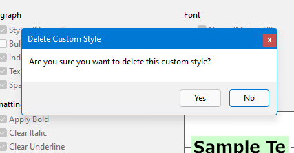 Delete Custom Styles