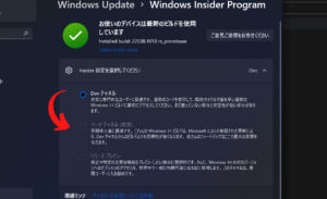 【Windows11】Devチャネルからベータチャネルに戻す方法