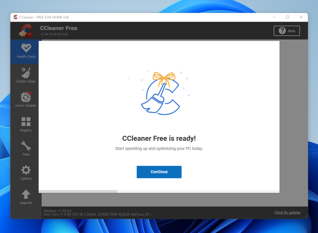 CCleaner  Free is ready！