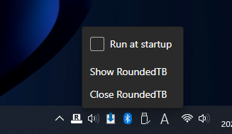 RoundedTB　タスクトレイアイコンの右クリックメニュー