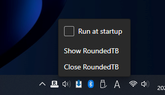 「RoundedTB」の右クリックメニュー画像