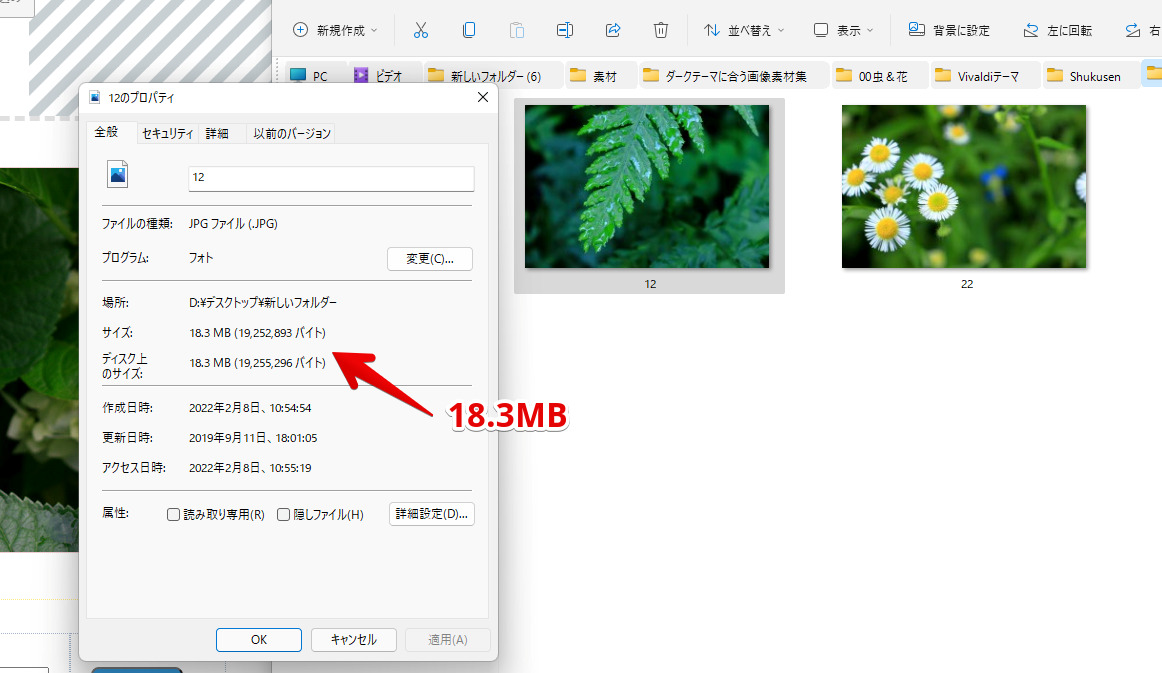 リサイズ前の画像 容量は18MB