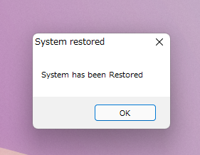 System has been Restored