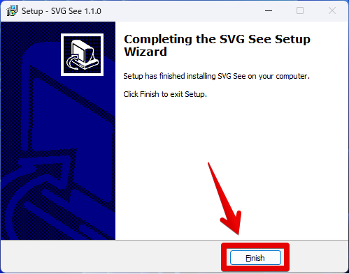 SVG Viewer Extensionのインストール④　Completing the SVG See Setup Wizard.