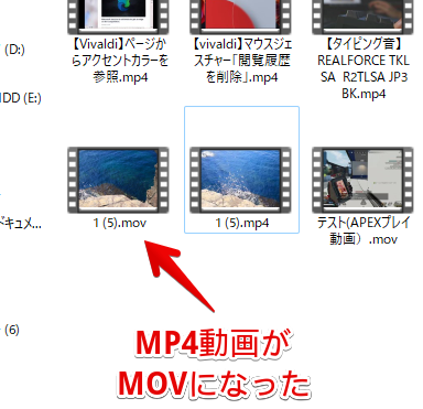 MP4動画をMOVに変換した画像