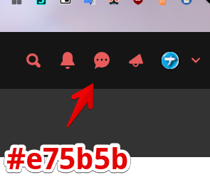 ヘッダーのボタンの背景色を「fill: #e75b5b;」にした画像