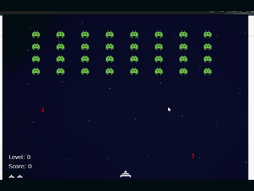 Space Invadersをプレイ中のGIF画像