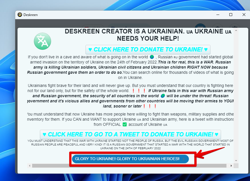 DESKREEN CREATOR IS A UKRINIAN. NEEDS YOUR HELP!