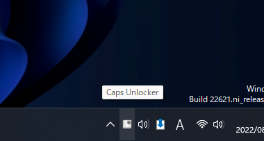 CapsUnlockerのタスクトレイ画像