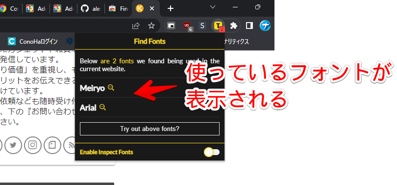 「Find website used fonts」のスクリーンショット2