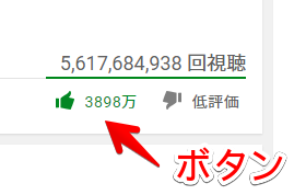 Use green/red colors for likes/dislikes buttonsをオンにした高評価・低評価ボタン画像