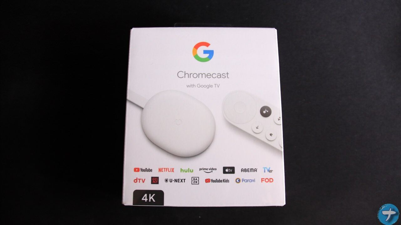 「Chromecast with Google TV」を上から撮影した写真