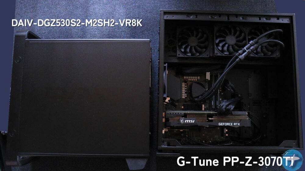 以前持っていた「DAIV-DGZ530S2-M2SH2-VR8K」と今回新しく購入した「G-Tune PP-Z-3070Ti」の比較画像