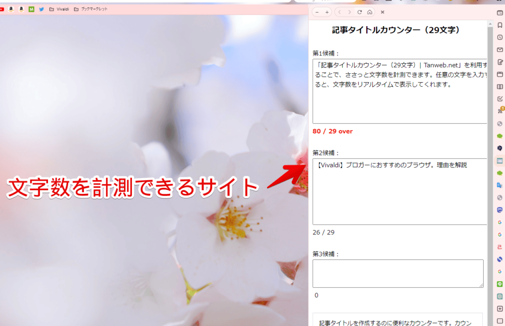 「記事タイトルカウンター（29文字）| Tanweb.net」をウェブパネルに登録した画像