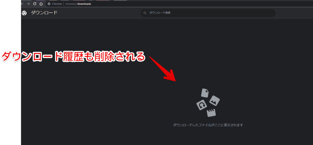 「chrome://downloads/」ページのスクリーンショット画像