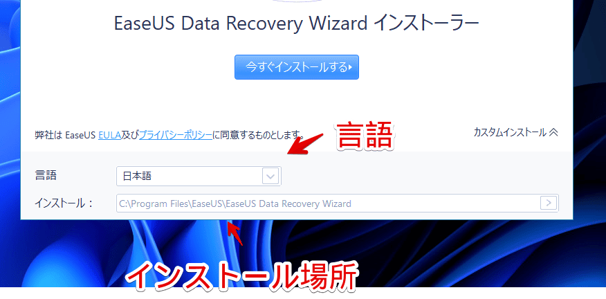 「EaseUS Data Recovery Wizard」をインストールする手順画像4