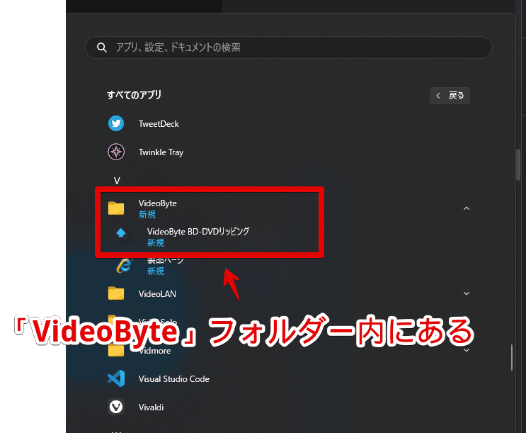 「VideoByte BD-DVDリッピング」を起動する手順画像