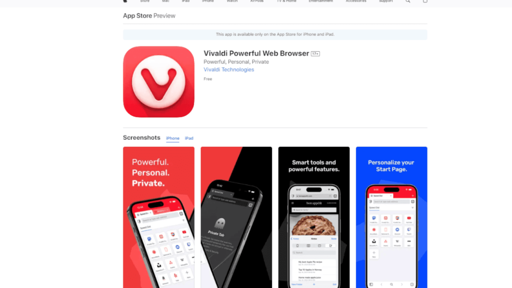 「Vivaldi」のApp Store画像