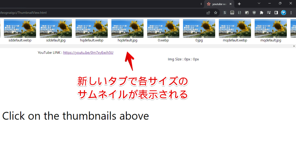 「YouTube Watch Thumbnails」でサムネイル画像を調べる手順画像3