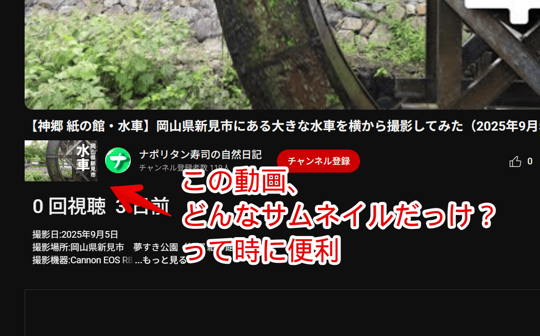 「YouTube Watch Thumbnails
」拡張機能を導入したスクリーンショット