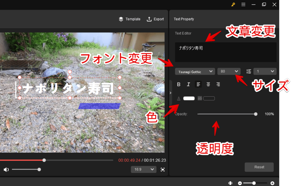 「MiniTool MovieMaker」でテキスト（字幕・タイトル）を挿入する手順画像3