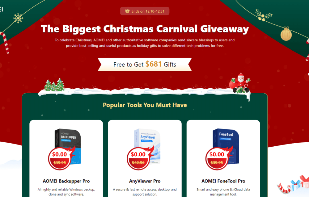 2023年12月10日～20223年12月31日に開催されている「The Biggest Christmas Carnival Giveaway」キャンペーン画像1