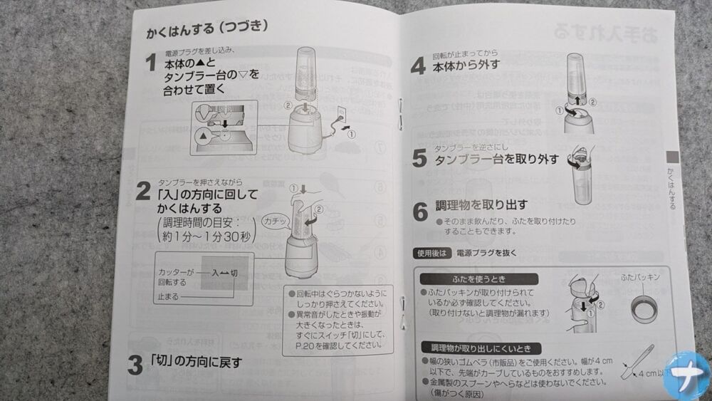 「パナソニック タンブラーミキサー（MX-XP102-K）」の説明書の画像2