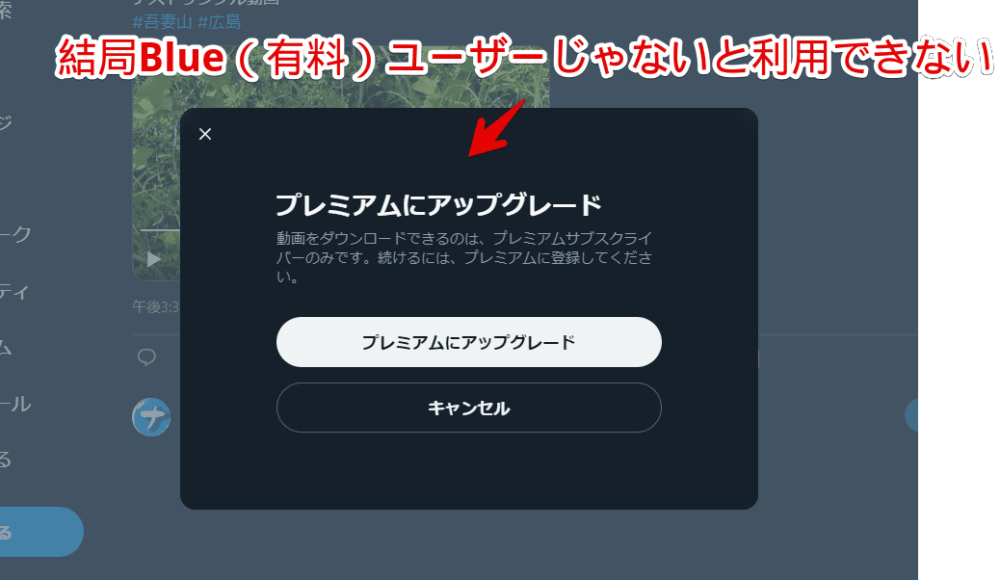 PCウェブサイト版「Twitter」の動画内に表示される「動画をダウンロード」画像2