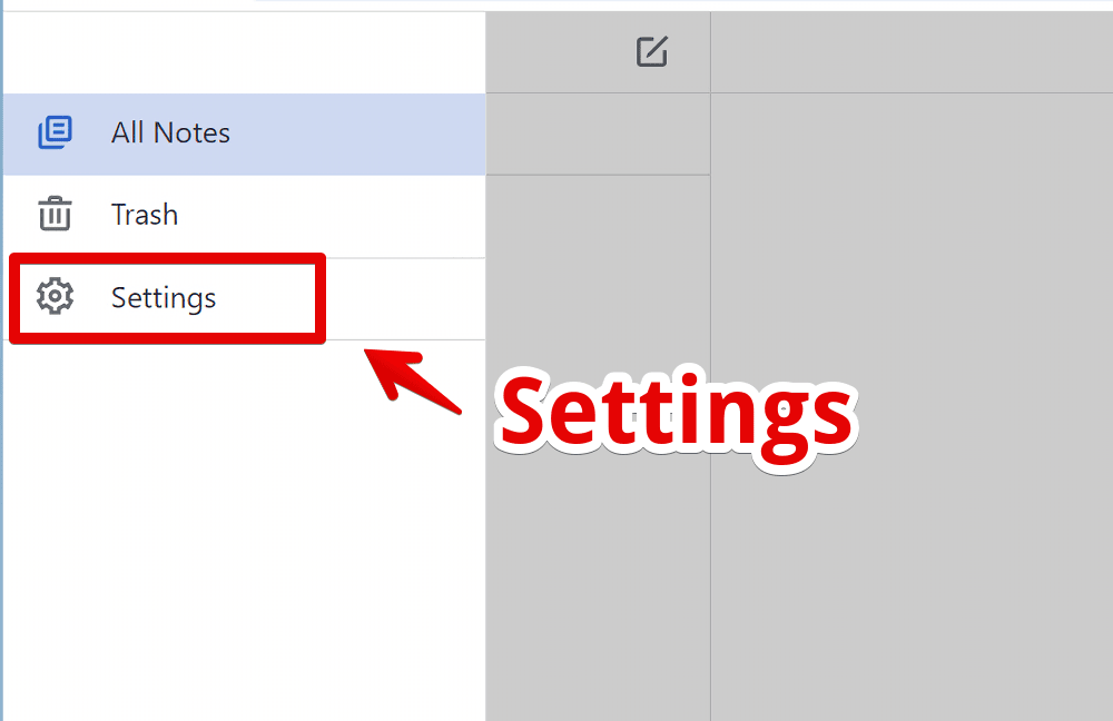 PC版「Simplenote」設定を開く手順画像