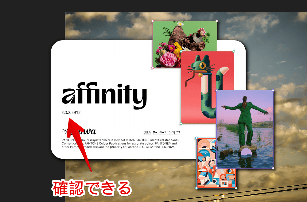 「Affinity by Canva」の製品情報でバージョンを確認した画像