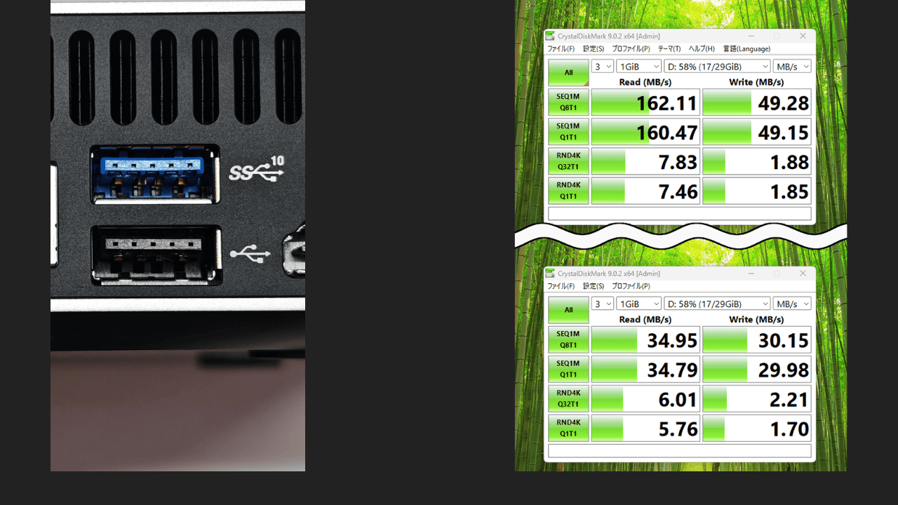 GEEKOM A5 Pro 2026のType-A速度計測