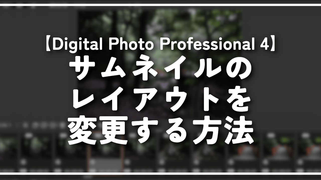 【Digital Photo Professional 4】サムネイルのレイアウトを変更する方法