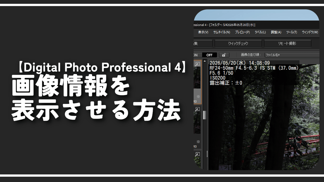 【Digital Photo Professional 4】画像情報を表示させる方法