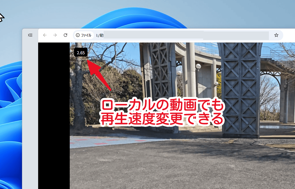 「Video Speed Controller」をローカル動画で使う